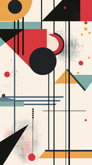 Obraz premium Geometric shapes and compositions inspired by Bauhaus or Memphis. Retro elements, geometric pattern for banners, posters, and leaflets. Geometric design background vector