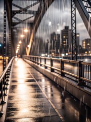 Obraz premium Rainy Day on a Wet Bridge