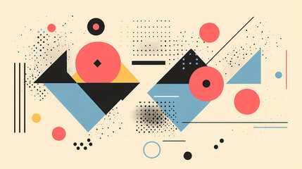 Obraz premium Geometric shapes and compositions inspired by Bauhaus or Memphis. Retro elements, geometric pattern for banners, posters, and leaflets. Geometric design background vector