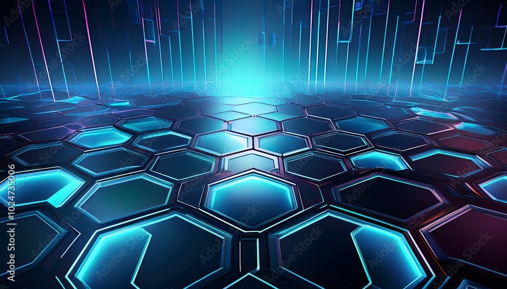 Poster digital hexagon abstract background