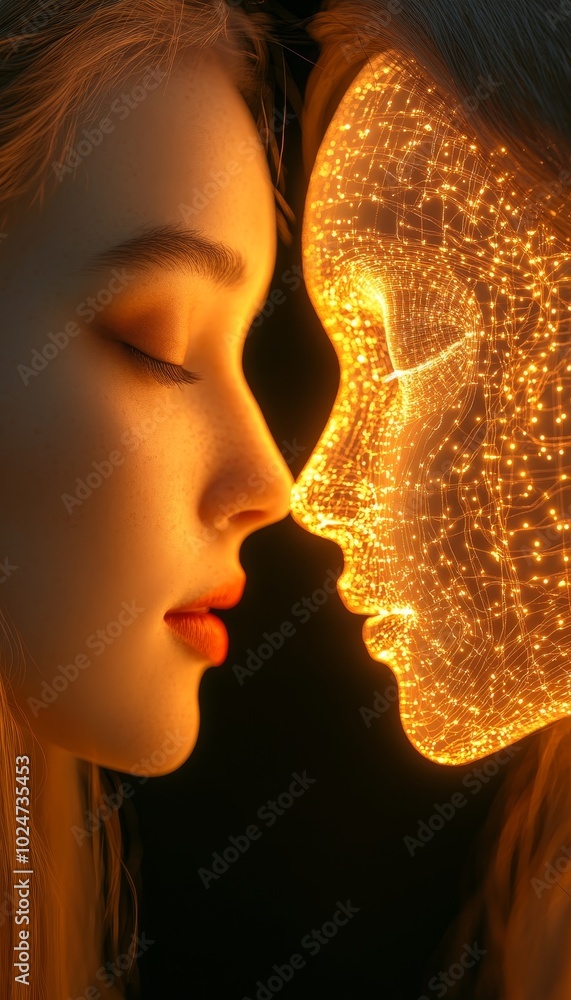 Poster humanity confronts artificial intelligence a face to face encounter between man and machine