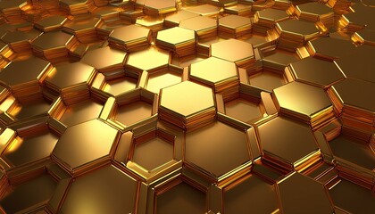 futuristic gold hexagonal texture background 3d rendering