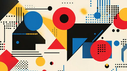 Obraz premium Geometric shapes and compositions inspired by Bauhaus or Memphis. Retro elements, geometric pattern for banners, posters, and leaflets. Geometric design background vector