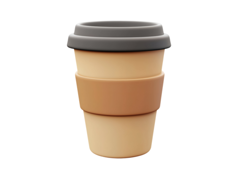 Coffee cup 3d icon isolated on transparent or white background png