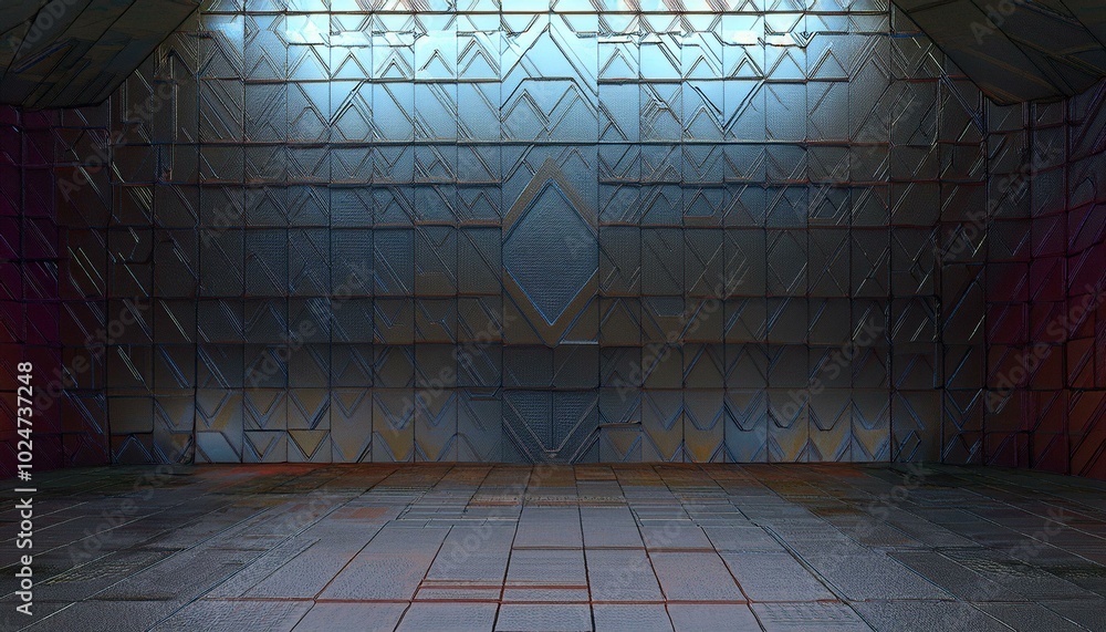 Poster grunge abstract room with urban metallic background 3d rendering