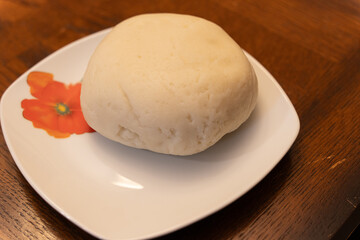 Pounded yam fufu ready to eat