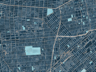 Painterly Style City Map of East Flatbush  New York, USA in a Blue Color Scheme.