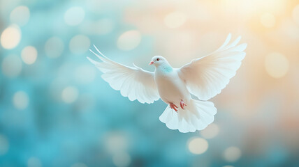 Obraz premium white dove flying in the sky