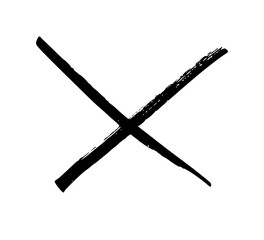 X grunge mark. Hand drawn icon. Vector brush strokes. Abstract cross shape