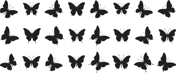Butterfly silhouette vector art illustrations . Set of butterfly silhouette vector illustrations on a white background. collection of black butterflies isolated on white background.