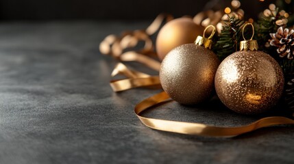 Gold christmas ornaments with pinecones for festive holiday decor designs
