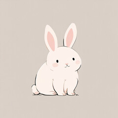 Obraz premium Adorable Bunny Rabbit Drawing Illustration for Easter Greeting Cards, Apparel, Nursery Art, Animal-Themed Clipart, Merch, Storybooks, Prints, Wallpaper, Children's Projects