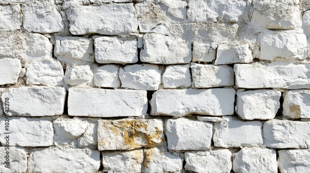 Poster the close-up of the white brick wall showcases the texture and pattern of the bricks. this clean and