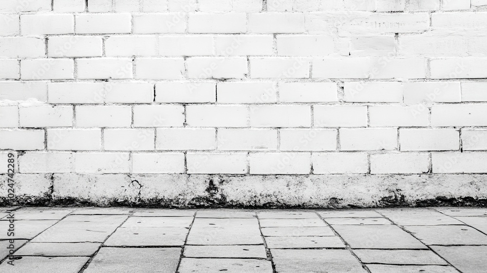 Poster the close-up of the white brick wall showcases the texture and pattern of the bricks. this clean and