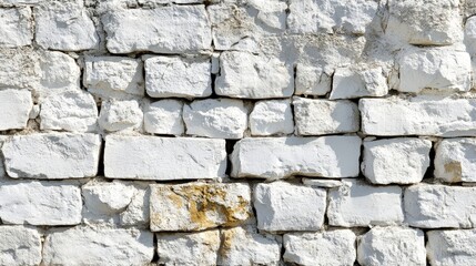 Obraz premium The close-up of the white brick wall showcases the texture and pattern of the bricks. This clean and modern surface provides a minimalist background, making it perfect for showcasing design projects.
