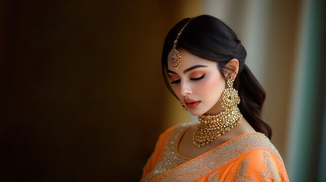 Glamorous guest at Ambani wedding wearing ornate Indian sari, Indian fashion, wedding fashion, Indian attire, luxury fashion