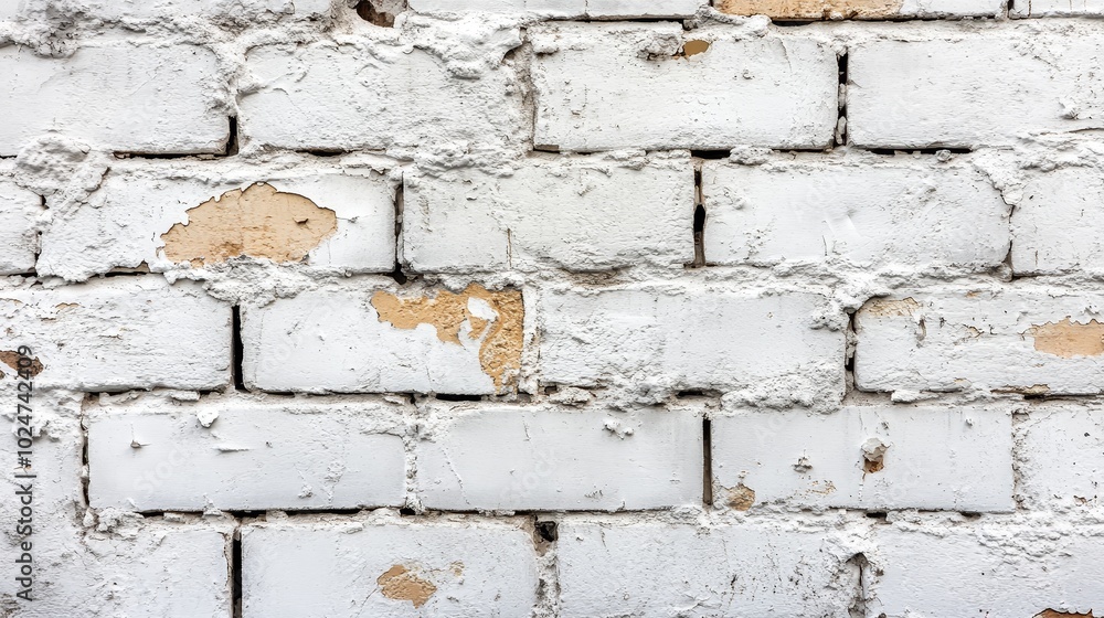 Poster the close-up of the white brick wall showcases the texture and pattern of the bricks. this clean and