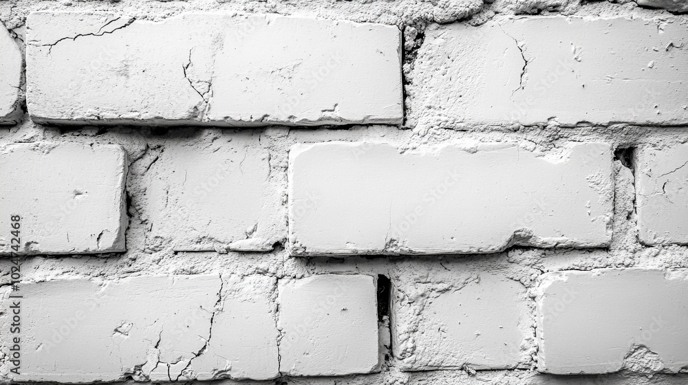 Poster the close-up of the white brick wall showcases the texture and pattern of the bricks. this clean and