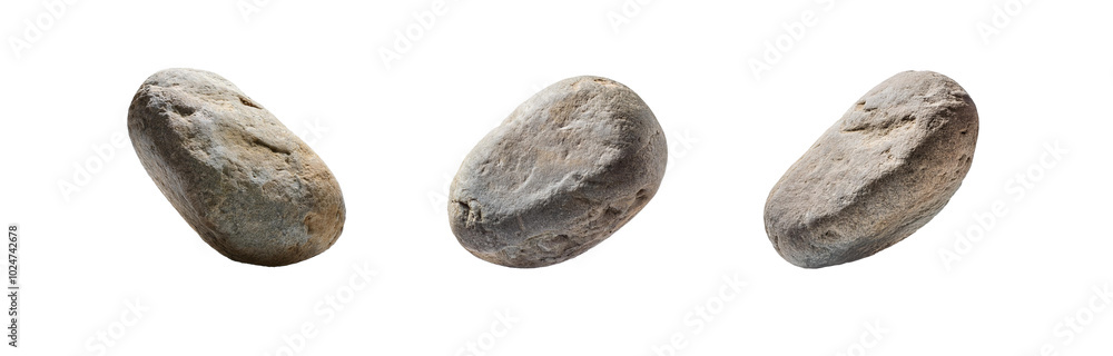 Aufkleber three isolated grey rocks with a white background.