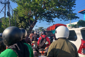 Congested Road Near Red Light Intersection