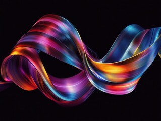 colorful 3d twisted ribbon design with a dynamic flow, showcasing a spectrum of hues and an engaging sense of movement, ideal for decorative or celebratory themes