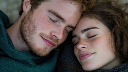 Romantic close-up portrait of a young couple in love for spring collection