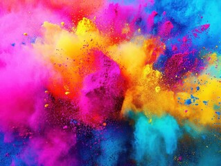 Fototapeta premium colorful happy holi background depicting an explosion of vibrant rainbow powders, celebrating the festival of colors, with a wide panorama that immerses the viewer in joyous festivities
