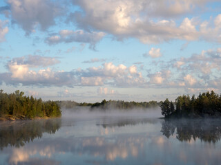 Fototapeta premium morning landscape on a forest lake