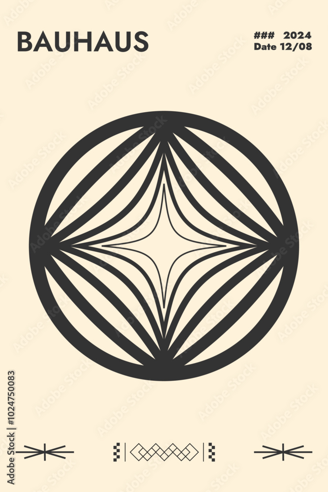 Poster minimal abstract poster. swiss design composition with geometric shapes. brutalist vector design tem