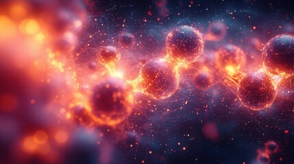 A visually striking illustration showcasing molecular interactions in vibrant colors, emphasizing creativity and abstraction. Perfect for scientific concepts.
