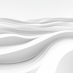 Obraz premium Abstract White Minimalist Background, Elegant Flowing Wavy Lines, 3D Render Illustration