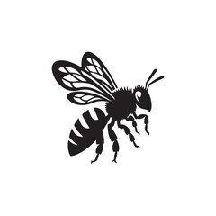 Simple Bee Silhouette Design - Vector Art on a Plain White Background.