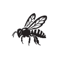 Clean Bee Silhouette Vector - Minimalistic Illustration on White.