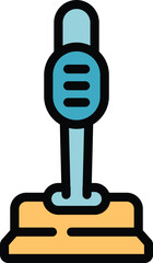 Simple vector icon of a toilet brush with a blue plastic handle