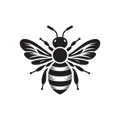 Fototapeta premium Bee Silhouette Vector Illustration - Minimalist White Background Art.