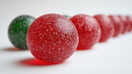 A single red and green holiday gumdrop, isolated on white background. 