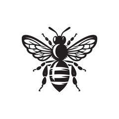 Bee Silhouette Design - Vector on a Clean White Background.