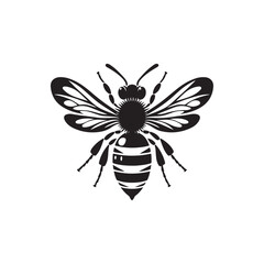 Cute Bee Silhouette Vector - Minimalist Design on White Background.