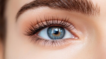 Obraz premium Close-up of blue eye with long eyelashes for beauty and health industry use