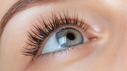 Obraz premium Close-up of blue eye with long eyelashes for beauty and health concepts