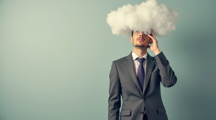 Businessman with Head in the Clouds - Conceptual Image of Creativity, Innovation, and Visionary Leadership