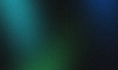 Blue cyan green dark abstract color gradient grainy backdrop design, vibrant colorful with smooth noise gradient, bright, shine, glowing, noise texture effect banner or poster