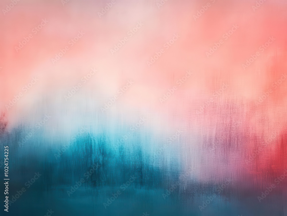 Poster dreamy abstract background transitioning from deep azure to soft coral pink, featuring a textured gr