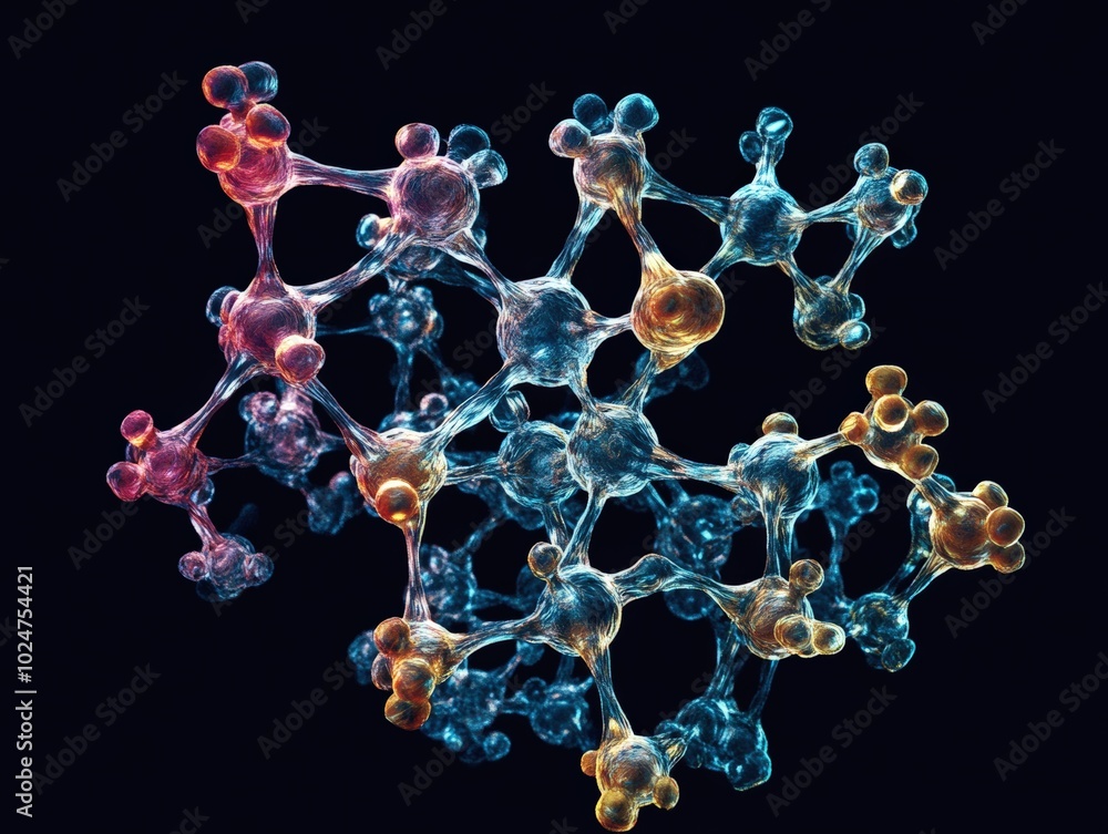 Aufkleber abstract 3d rendering of a glucose molecule in vibrant colors, depicting the complex structure of th