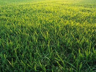 Vibrant Green Grass Texture Close Up with Sunlit Blades