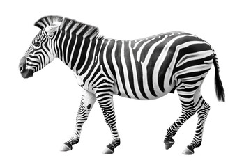 Obraz premium Side view pfoto of a zebra isolated on transparent background, african wildlife animal profile