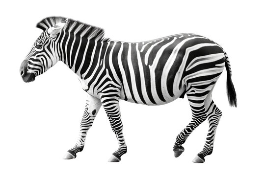 Side view pfoto of a zebra isolated on transparent background, african wildlife animal profile