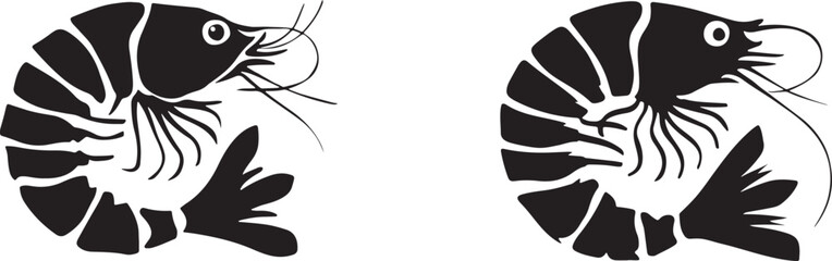 shrimp fish silhouette vector , shrimp icon vector, Sea lobster