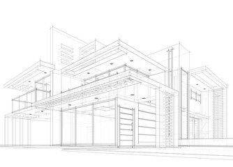 building sketch architectural 3d rendering