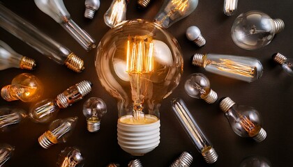 clarifying complex ideas through the glow of lightbulbs flat lay